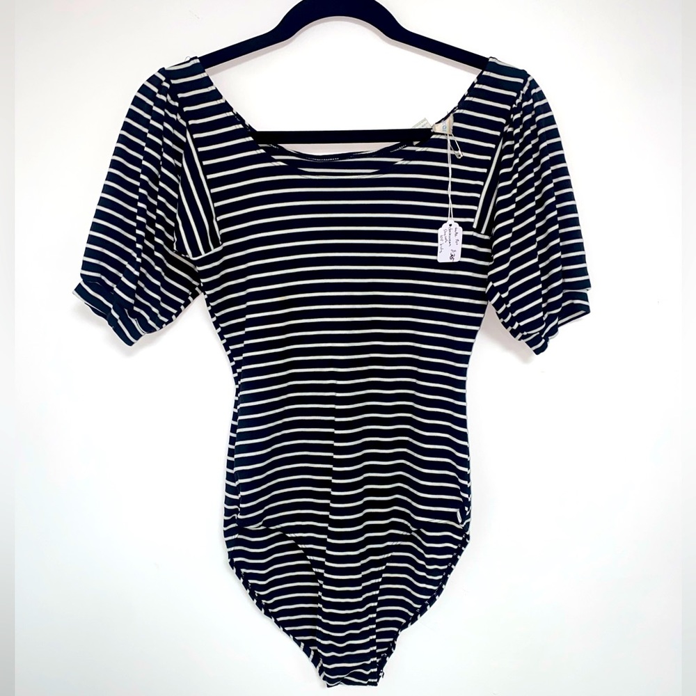 Vintage French 70s/ 80s Jacques Moret striped dance wear bodysuit